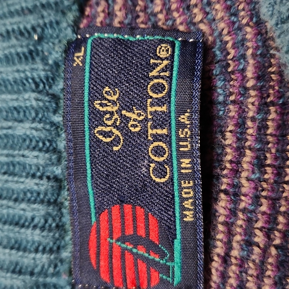 **VTG** 80's Men's Pullover Sweater XL  ISLE OF COTTON grandpa Chic Dad Sweater - Picture 2 of 4